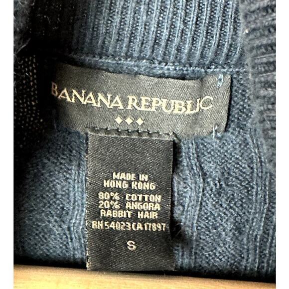 Banana Republic Factory Slate Blue Cotton Angora Turtleneck Sweater Women's S - Picture 3 of 4